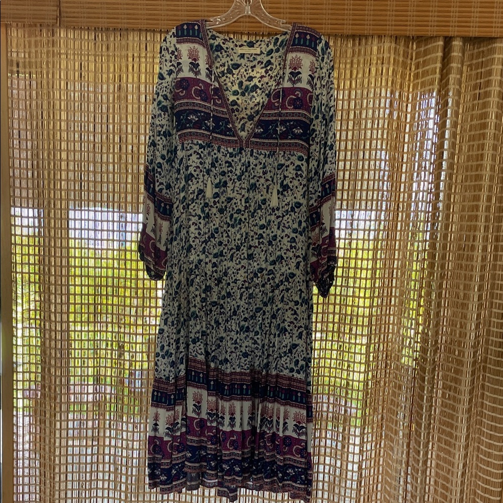 Spell Boho Maxi Dress in Ivory, Burgundy and Navy